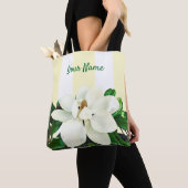 Magnolia Bloom | Gepersonaliseerd geel en wit Tote Bag (Dichtbij)