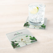 Magnolia Bloom | Gepersonaliseerd Inspirerend Glazen Onderzetter (Schuin)