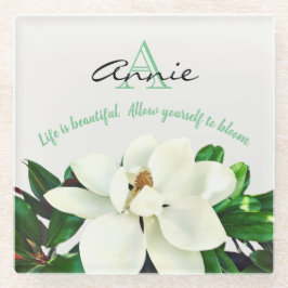Magnolia Bloom | Gepersonaliseerd Inspirerend Glazen Onderzetter