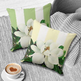 Magnolia Bloom | Gestreepte 20 x 20 inch omkeerbar Kussen