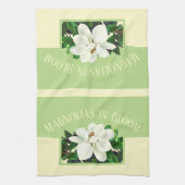 Magnolia Bloom | Groene en gele keukenhanddoek (Verticaal)