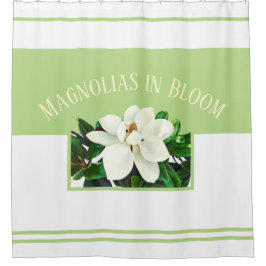 Magnolia Bloom | Groene en witte douchergordijn Douchegordijn