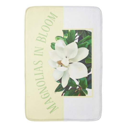 Magnolia Bloom | Groot geel en wit Badmat (Voorkant Verticaal)