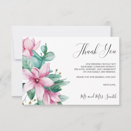 Magnolia Bloom | Rustieke bloemenbruiloft Dank u Bedankkaart (Voorkant)