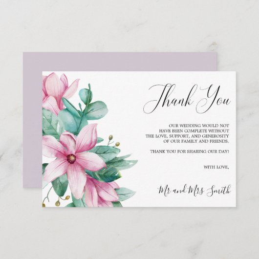 Magnolia Bloom | Rustieke bloemenbruiloft Dank u Bedankkaart (Voorkant / Achterkant)