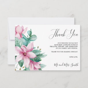 Magnolia Bloom   Rustieke bloemenbruiloft Dank u Bedankkaart