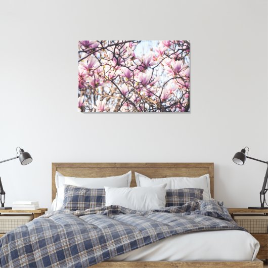 Magnolia blooming tree canvas afdruk (Insitu (Slaapkamer))