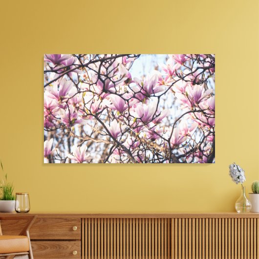 Magnolia blooming tree canvas afdruk (Insitu (Woonkamer))