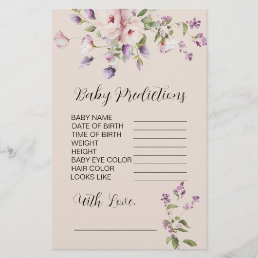 Magnolia Blooms Baby shower Predication Game (Voorkant)