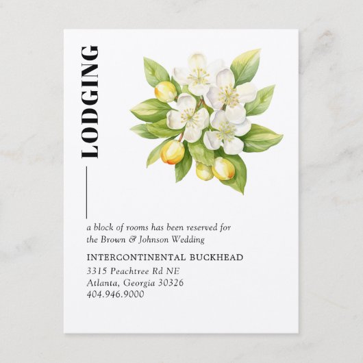 Magnolia Blooms Lemons Bruiloft Informatiekaartje (Voorkant)