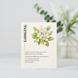 Magnolia Blooms Lemons Bruiloft Informatiekaartje