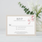 Magnolia Blooms Roze en Mocha RSVP-kaarten RSVP Kaartje (Staand voorkant)