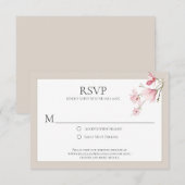 Magnolia Blooms Roze en Mocha RSVP-kaarten RSVP Kaartje (Voorkant / Achterkant)