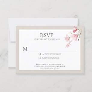 Magnolia Blooms Roze en Mocha RSVP-kaarten RSVP Kaartje