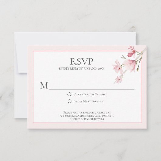 Magnolia Blooms RSVP-kaarten RSVP Kaartje (Voorkant)