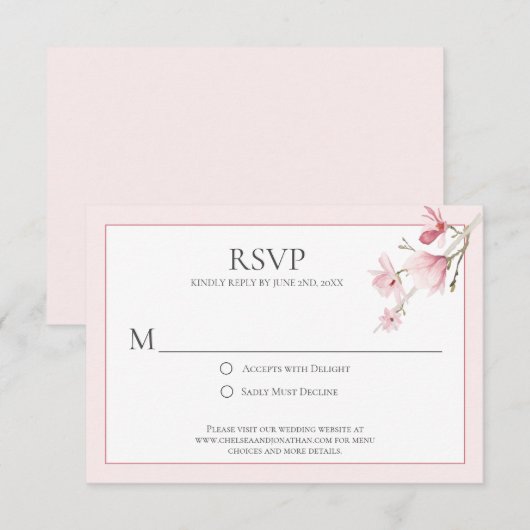 Magnolia Blooms RSVP-kaarten RSVP Kaartje (Voorkant / Achterkant)