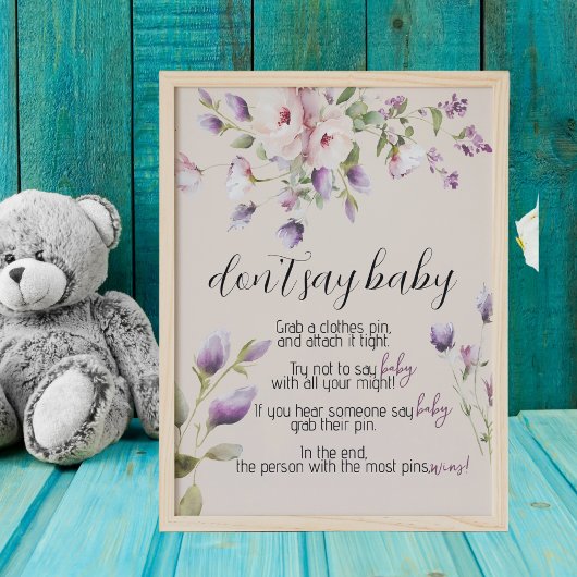 Magnolia Blooms Shhhh Zeg geen Baby shower Game Poster