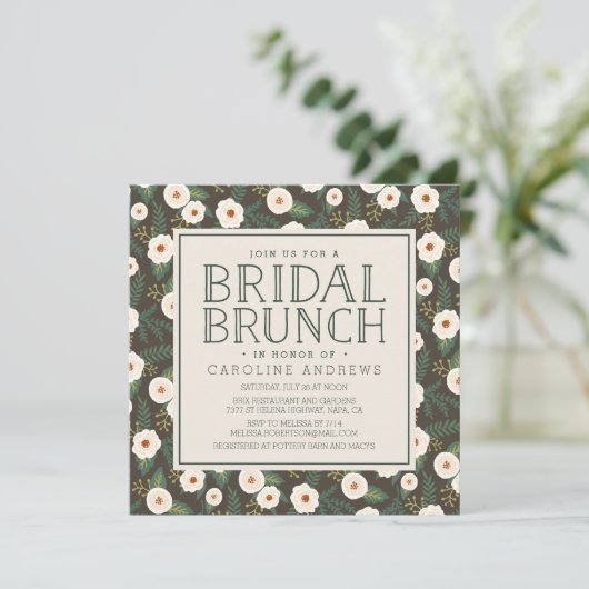 Magnolia Blossom Bridal Brunch Uitnodiging (Staand voorkant)