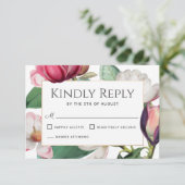 Magnolia Blossom Elegant Floral Wedding RSVP (Staand voorkant)