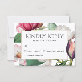Magnolia Blossom Elegant Floral Wedding RSVP