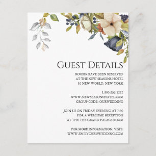 Magnolia Blossom   Elegant Violet Floral Greenery Informatiekaartje