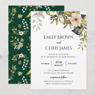 Magnolia Blossom Elegant Violet Floral Greenery Kaart