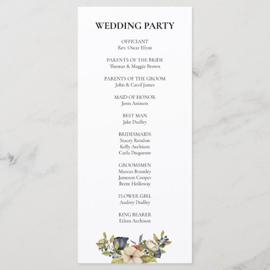 Magnolia Blossom | Elegant Violet Floral Greenery Programmakaart (Achterkant)