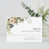 Magnolia Blossom | Elegant Violet Floral Greenery RSVP Kaartje (Staand voorkant)