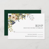 Magnolia Blossom | Elegant Violet Floral Greenery RSVP Kaartje (Voorkant / Achterkant)