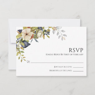 Magnolia Blossom   Elegant Violet Floral Greenery RSVP Kaartje