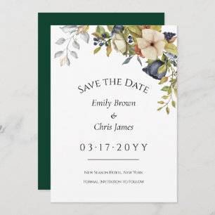 Magnolia Blossom   Elegant Violet Floral Greenery Save The Date