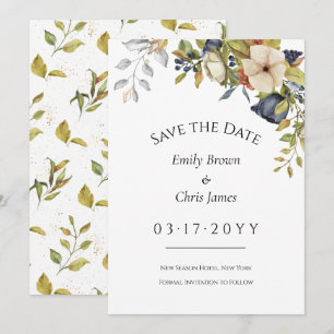 Magnolia Blossom Elegant Violet Floral Greenery Save The Date