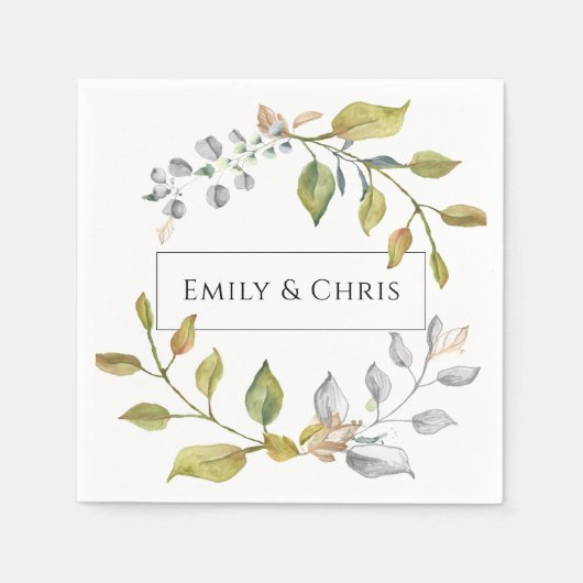 Magnolia Blossom | Elegant Violet Floral Greenery Servet (Voorkant)