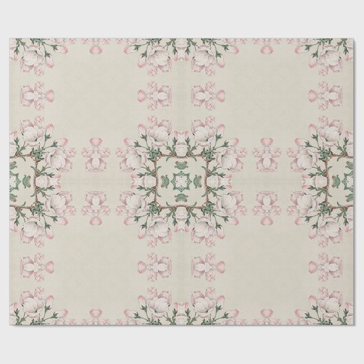 Magnolia Blossom Ephemera Pattern Cadeaupapier (Vlak)