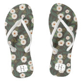 Magnolia Blossom Floral Monogram Teenslippers (Voetbed)