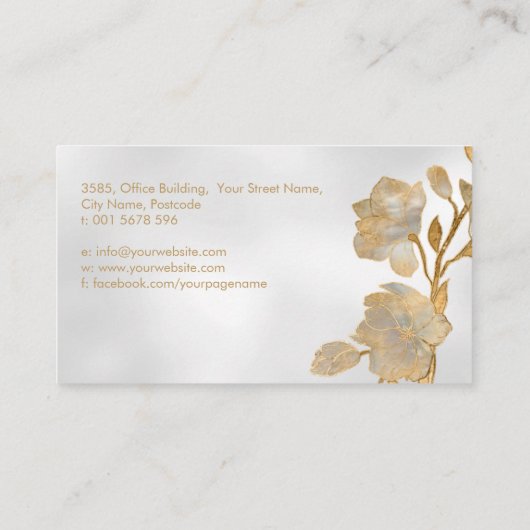 Magnolia Blossom Goud en Parel Visitekaartje (Achterkant)
