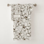 Magnolia Blossom Neutral Grey Bath Set Bad Handdoek (Insitu)