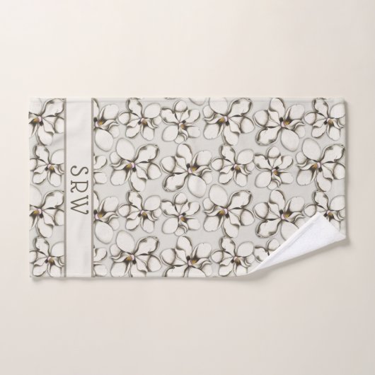 Magnolia Blossom Neutral Grey Bath Set Bad Handdoek (Handdoek)
