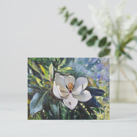 Magnolia Blossom Oil Painting of Nature’s Harmony Briefkaart (Staand voorkant)