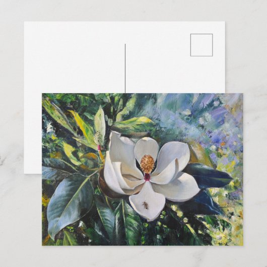 Magnolia Blossom Oil Painting of Nature’s Harmony Briefkaart (Voorkant / Achterkant)