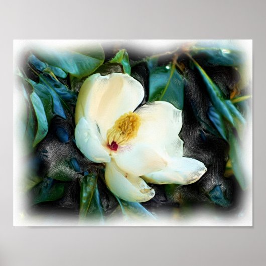 Magnolia Blossom olieverfschilderij Digitale kunst Poster (Voorkant)