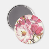  Magnolia Blossom, roze tuinbloemen Magneet (Voorkant / Achterkant)
