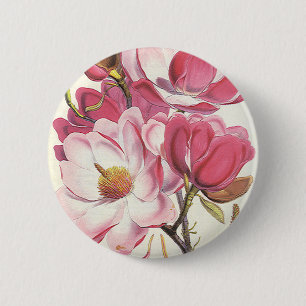  Magnolia Blossom, roze tuinbloemen Ronde Button 5,7 Cm