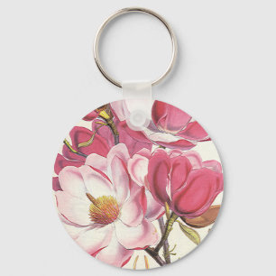  Magnolia Blossom, roze tuinbloemen Sleutelhanger