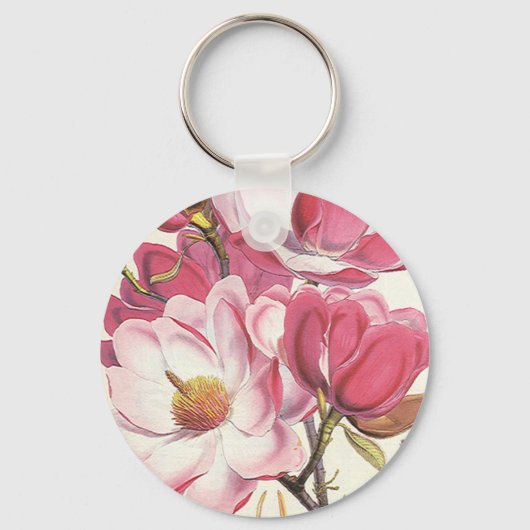  Magnolia Blossom, roze tuinbloemen Sleutelhanger (Voorkant)