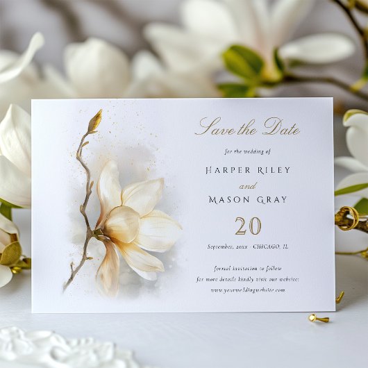 Magnolia Blossom Save the Date Kaart