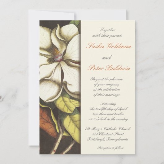 Magnolia Blossom Wedding Invitation Kaart (Voorkant)