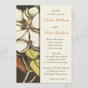 Magnolia Blossom Wedding Invitation Kaart