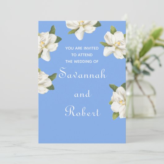 Magnolia Blossom Wedding Kaart (Staand voorkant)