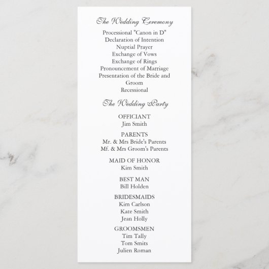 Magnolia Blossom Wedding Program Kaart (Achterkant)